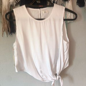 Wilfred - Silky White Tank Blouse Knot Front Tie